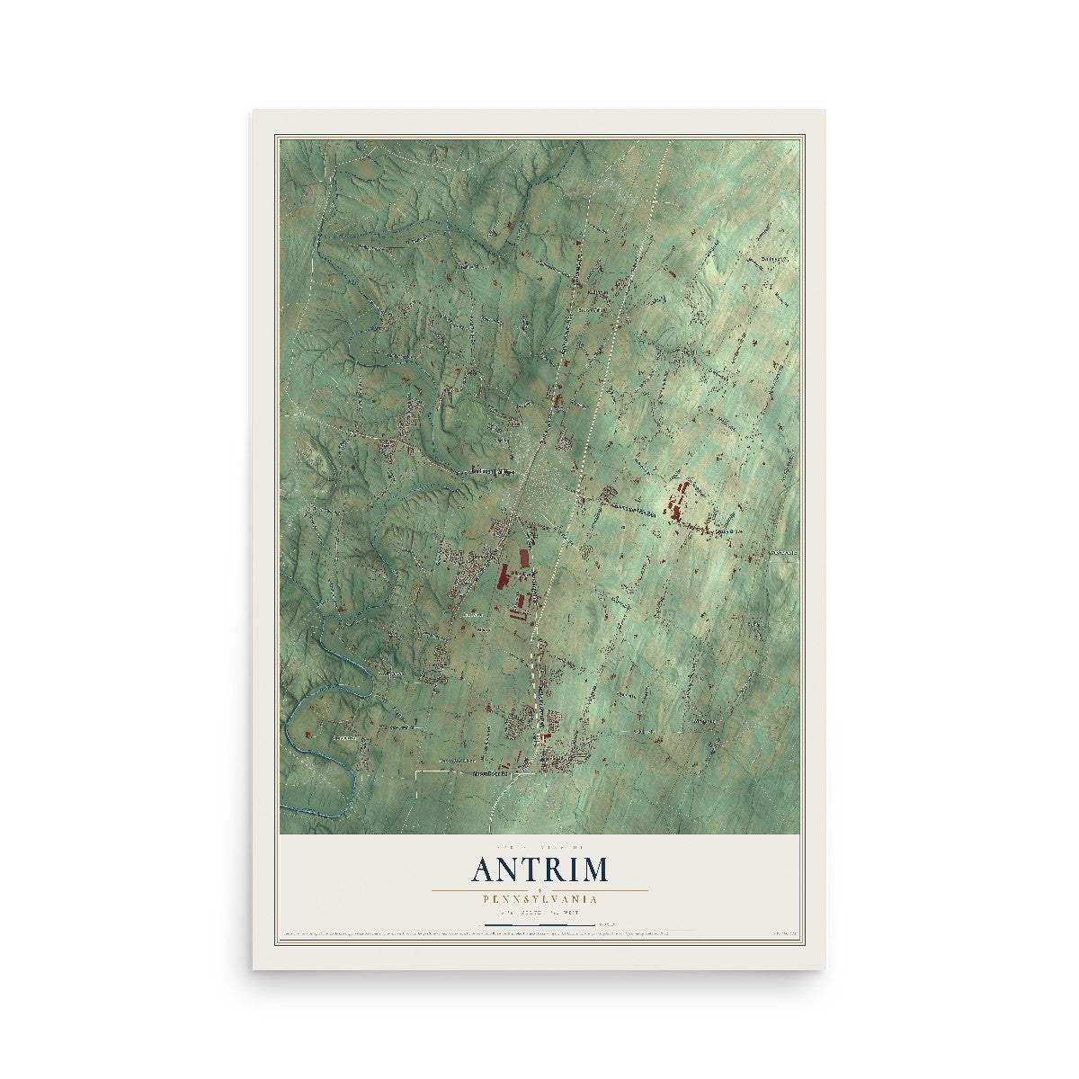 Map of Antrim, Pennsylvania, 12 x 18 inch unframed archival matte print