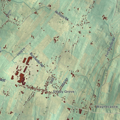 Close-up of the map of Antrim, Pennsylvania print showing street and building detail