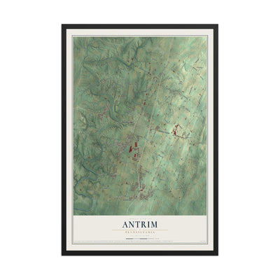 Map of Antrim, Pennsylvania, 12 x 18 inch print in a black wood frame