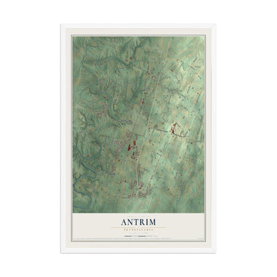 Map of Antrim, Pennsylvania, 12 x 18 inch print in a white wood frame