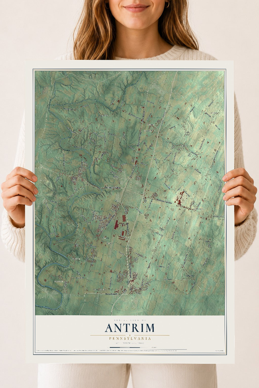 Map of Antrim, Pennsylvania, 18 x 24 inch unframed archival matte print