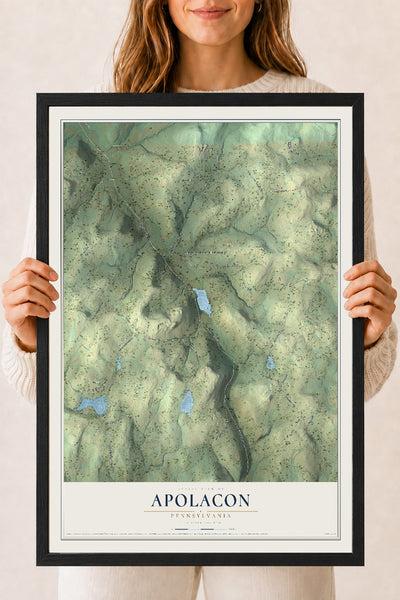 Map of Apolacon, Pennsylvania, 18 x 24 inch print in a black wood frame