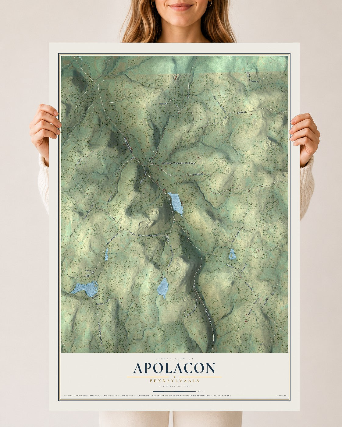 Map of Apolacon, Pennsylvania, 24 x 36 inch unframed archival matte print