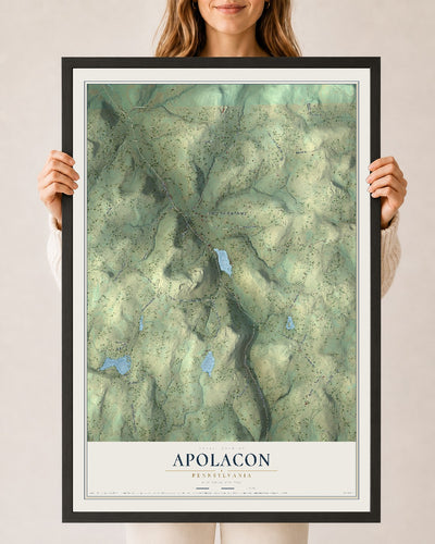 Map of Apolacon, Pennsylvania, 24 x 36 inch print in a black wood frame