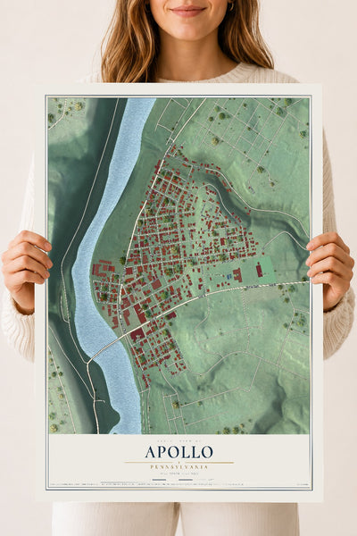 Map of Apollo, Pennsylvania, 18 x 24 inch unframed archival matte print