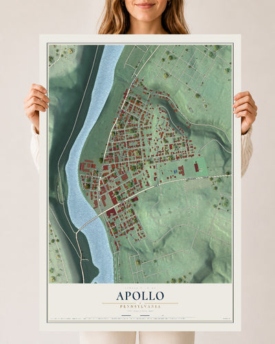 Map of Apollo, Pennsylvania, 24 x 36 inch unframed archival matte print