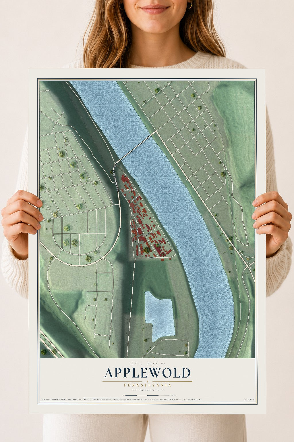 Map of Applewold, Pennsylvania, 18 x 24 inch unframed archival matte print