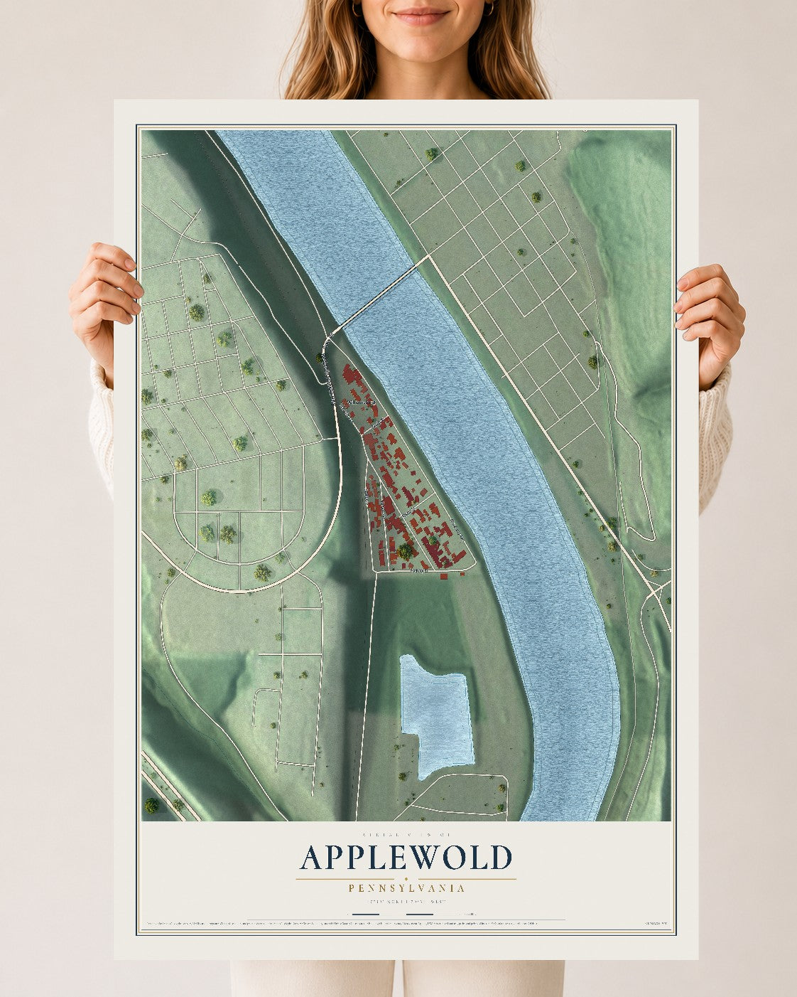 Map of Applewold, Pennsylvania, 24 x 36 inch unframed archival matte print