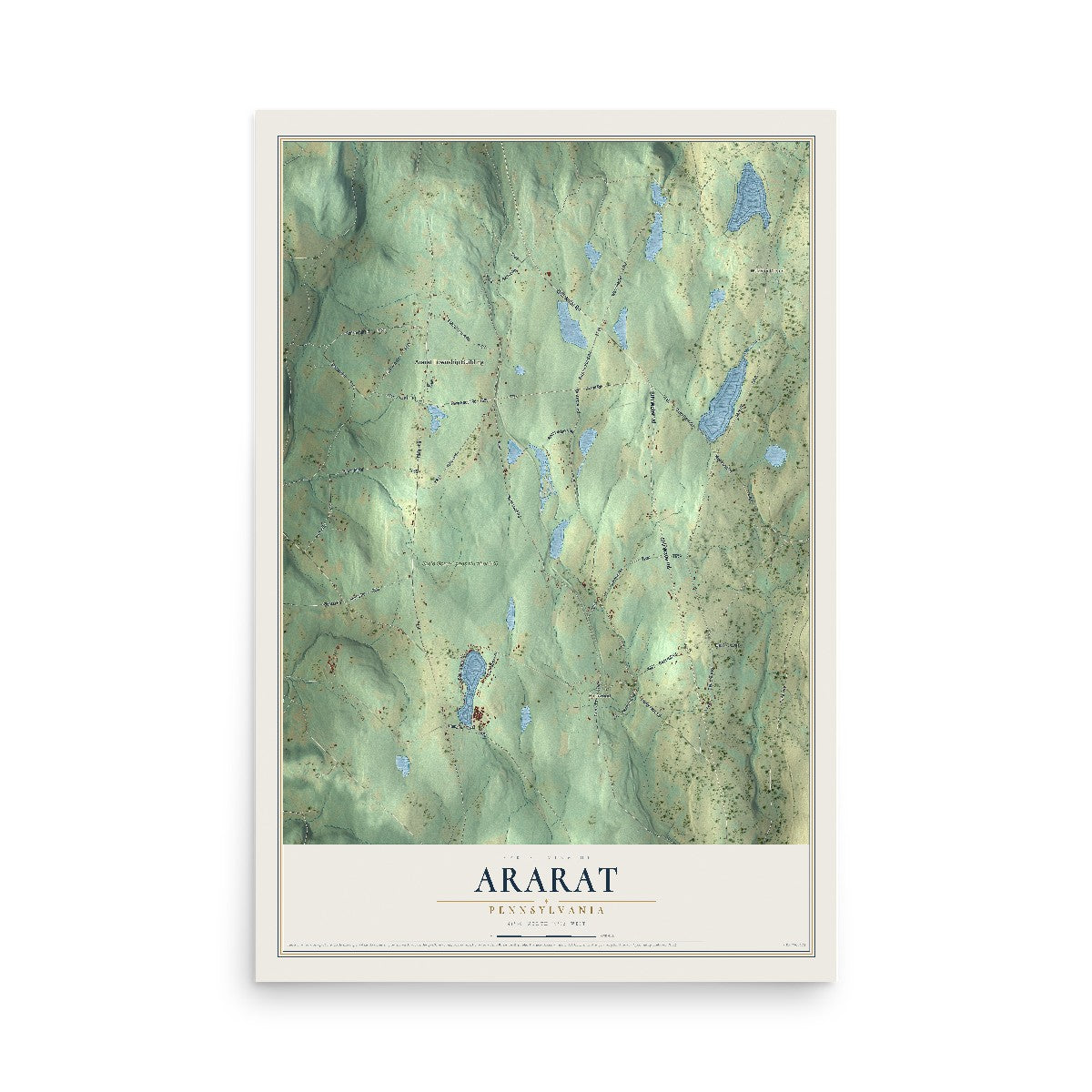 Map of Ararat, Pennsylvania, 12 x 18 inch unframed archival matte print
