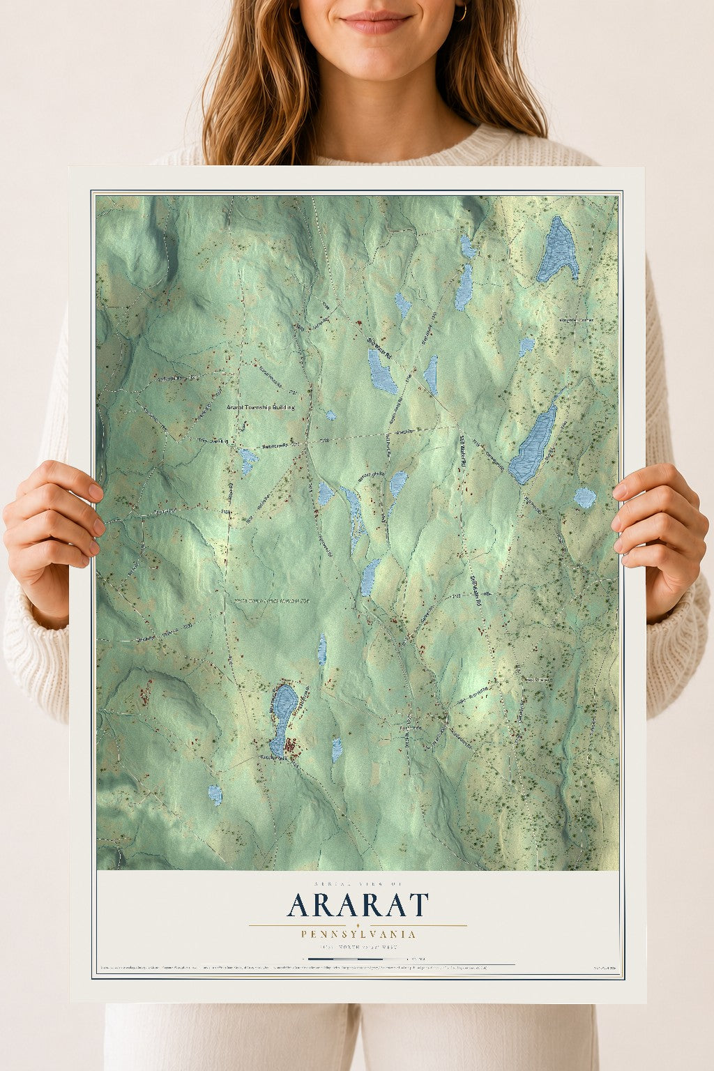 Map of Ararat, Pennsylvania, 18 x 24 inch unframed archival matte print