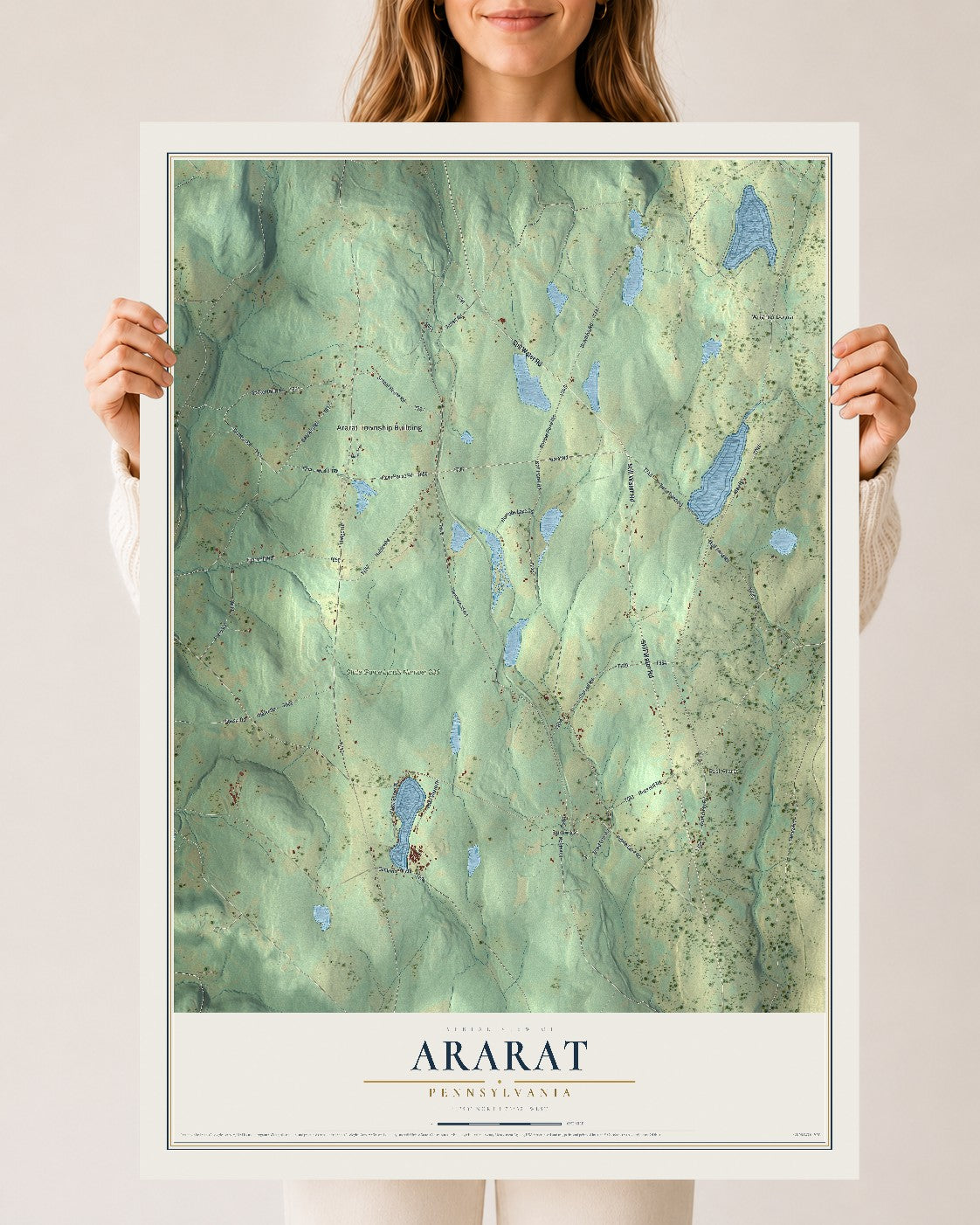 Map of Ararat, Pennsylvania, 24 x 36 inch unframed archival matte print