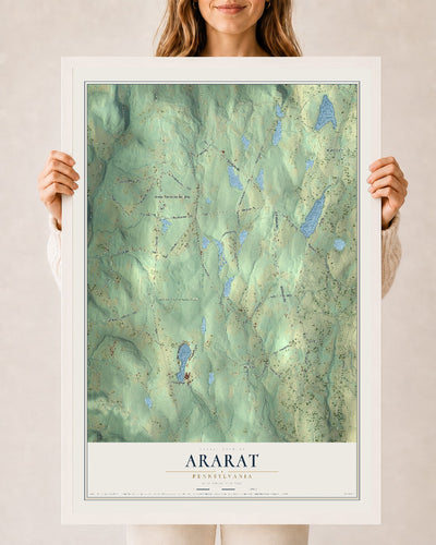 Map of Ararat, Pennsylvania, 24 x 36 inch print in a white wood frame