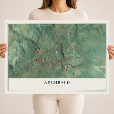 Map of Archbald, Pennsylvania, 18 x 24 inch unframed archival matte print