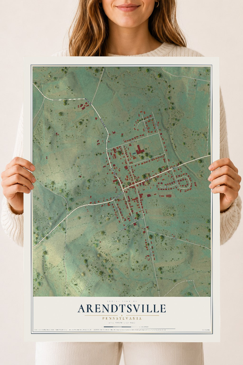 Map of Arendtsville, Pennsylvania, 18 x 24 inch unframed archival matte print