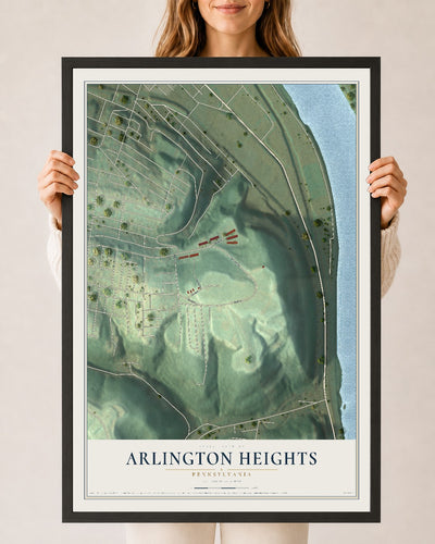 Map of Arlington Heights, Pennsylvania, 24 x 36 inch print in a black wood frame