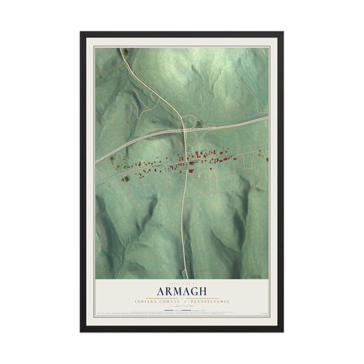 Map of Armagh, Indiana County, Pennsylvania, 12 x 18 inch print in a black wood frame