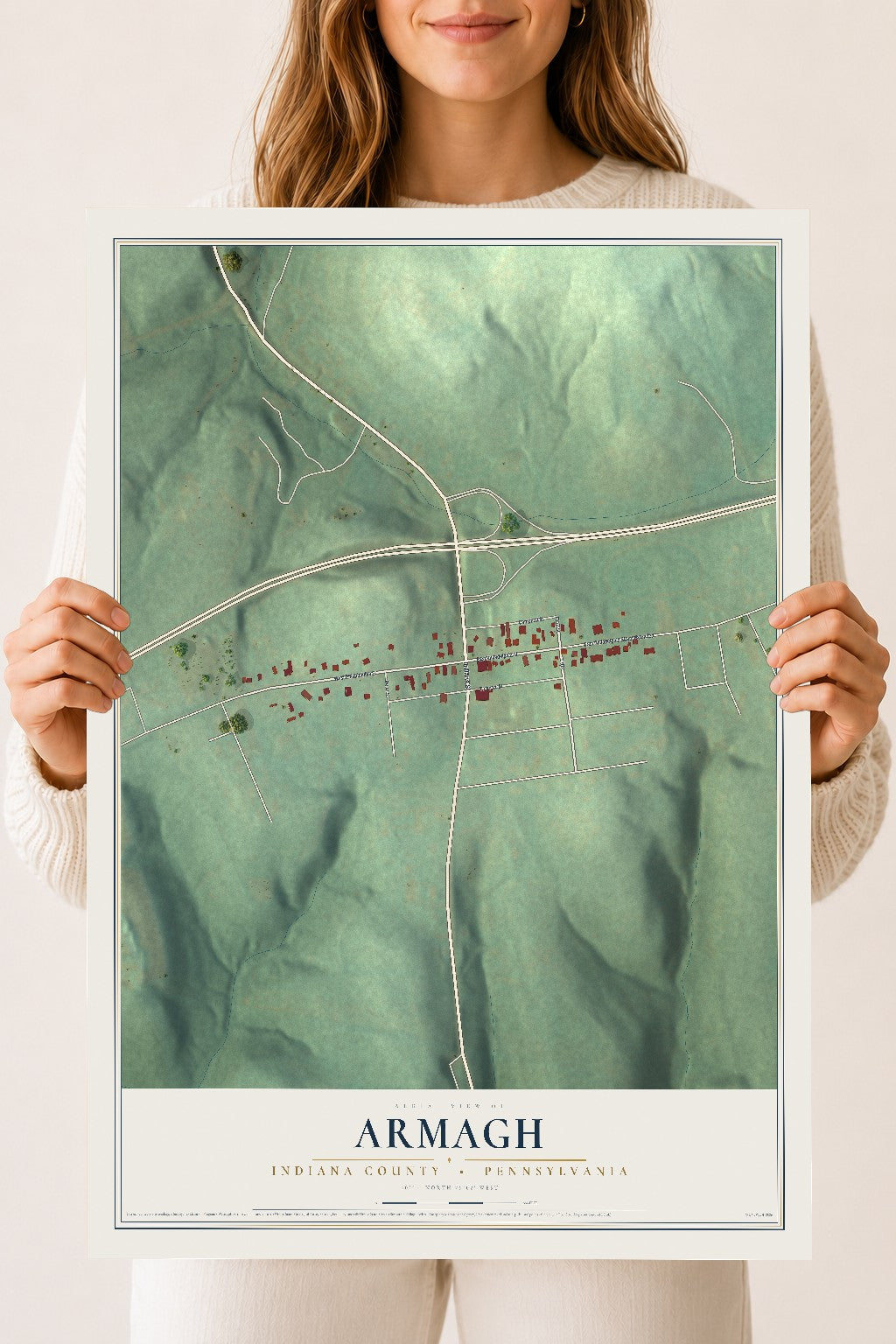 Map of Armagh, Indiana County, Pennsylvania, 18 x 24 inch unframed archival matte print