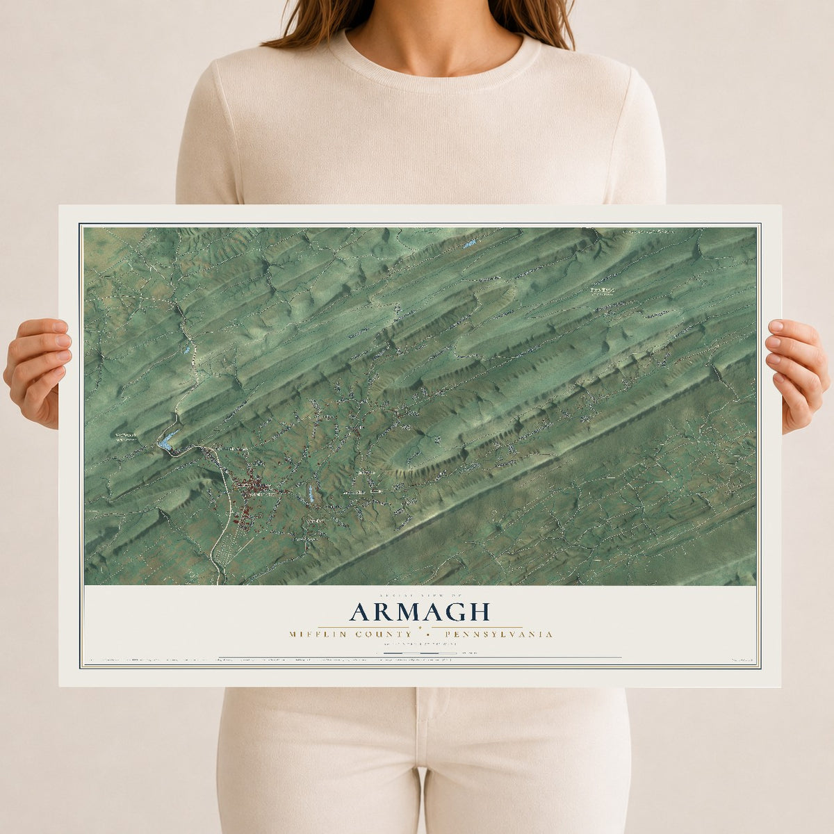 Map of Armagh, Mifflin County, Pennsylvania, 12 x 18 inch unframed archival matte print