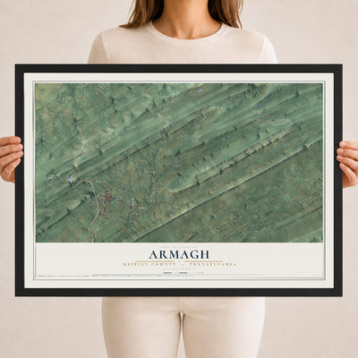 Map of Armagh, Mifflin County, Pennsylvania, 18 x 24 inch print in a black wood frame