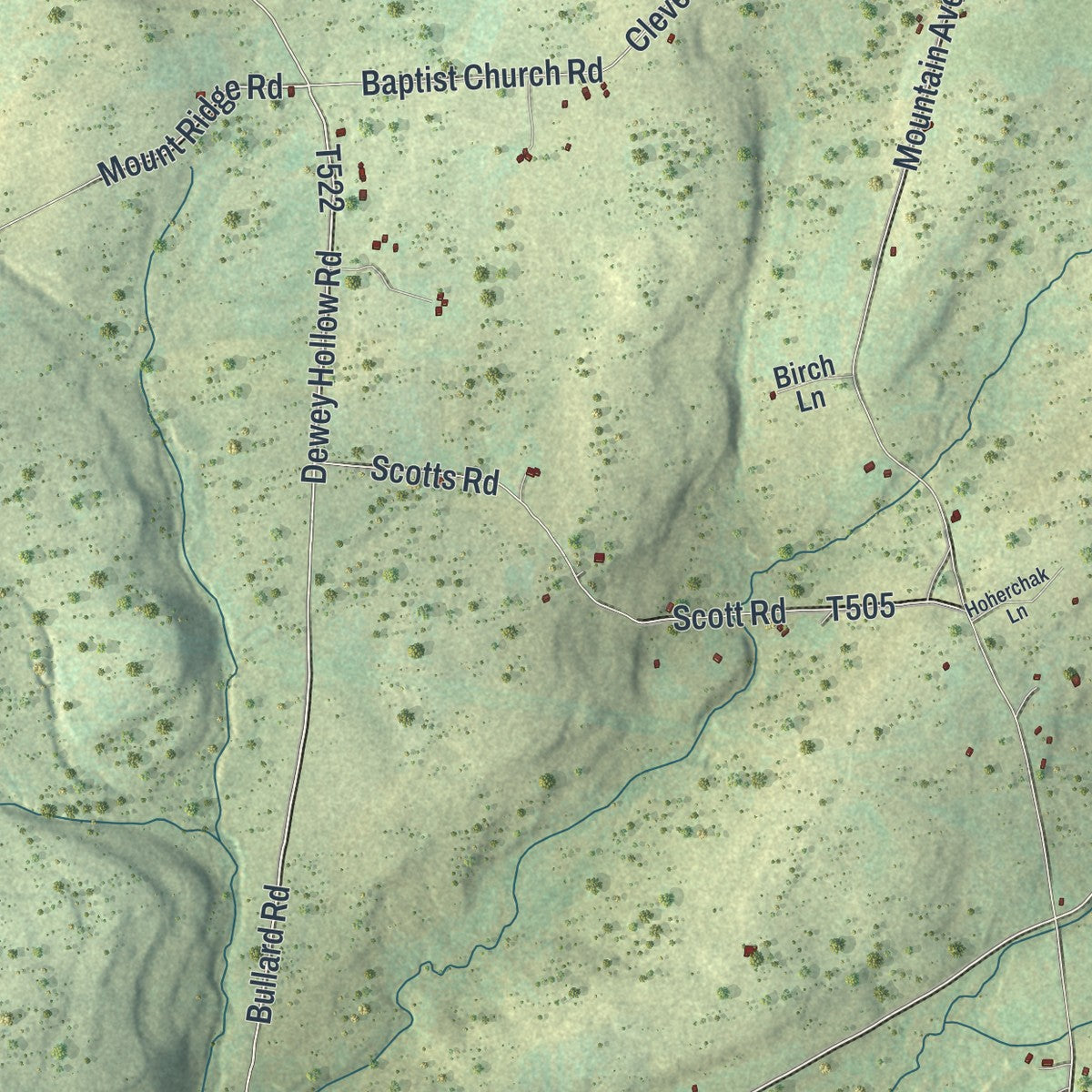 Close-up of the map of Armenia, Pennsylvania print showing street and building detail