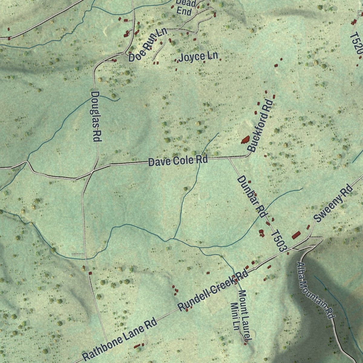 Second close-up of the map of Armenia, Pennsylvania print showing more streets and buildings