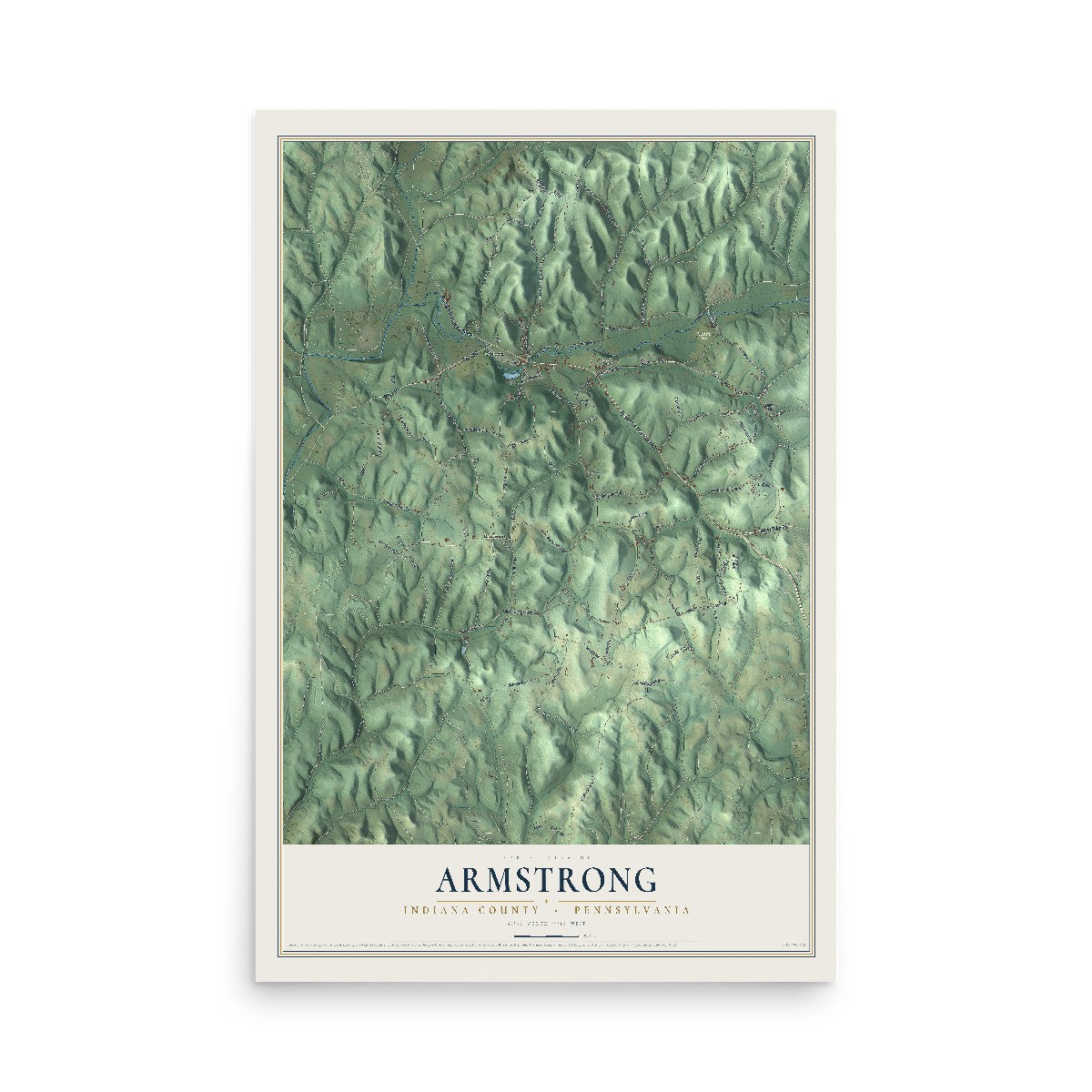 Map of Armstrong, Indiana County, Pennsylvania, 12 x 18 inch unframed archival matte print