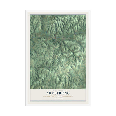 Map of Armstrong, Indiana County, Pennsylvania, 12 x 18 inch print in a white wood frame