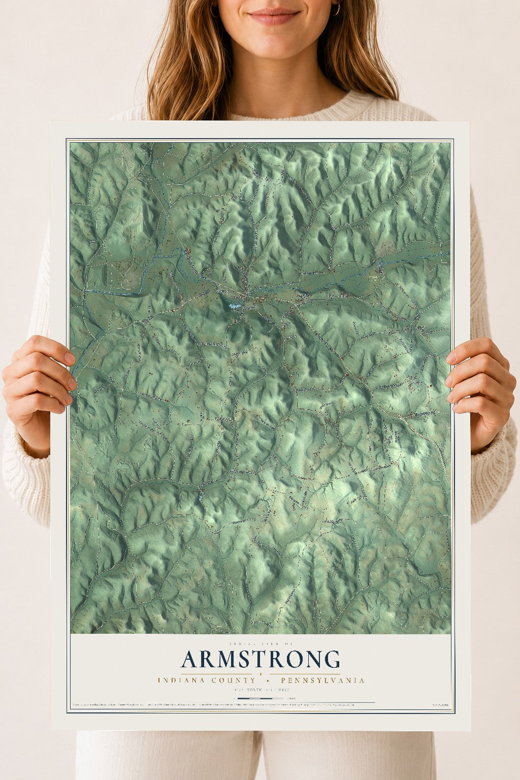 Map of Armstrong, Indiana County, Pennsylvania, 18 x 24 inch unframed archival matte print