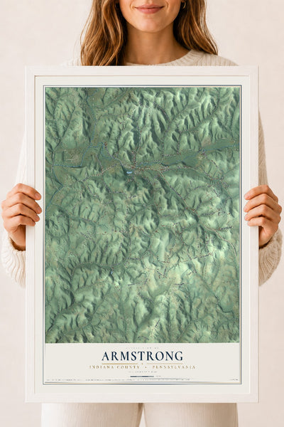 Map of Armstrong, Indiana County, Pennsylvania, 18 x 24 inch print in a white wood frame