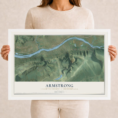 Map of Armstrong, Lycoming County, Pennsylvania, 12 x 18 inch print in a white wood frame