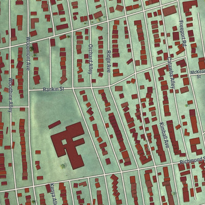 Close-up of the map of Arnold, Pennsylvania print showing street and building detail