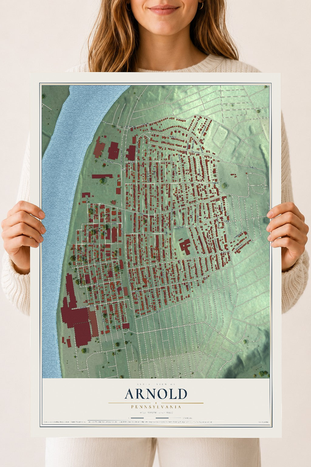 Map of Arnold, Pennsylvania, 18 x 24 inch unframed archival matte print