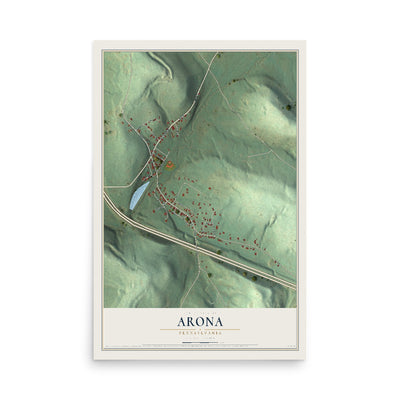 Map of Arona, Pennsylvania, 12 x 18 inch unframed archival matte print
