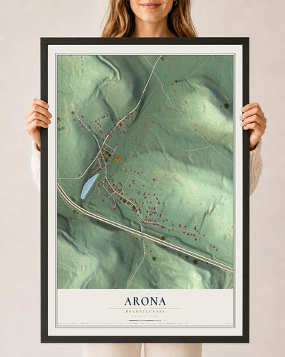 Map of Arona, Pennsylvania, 24 x 36 inch print in a black wood frame