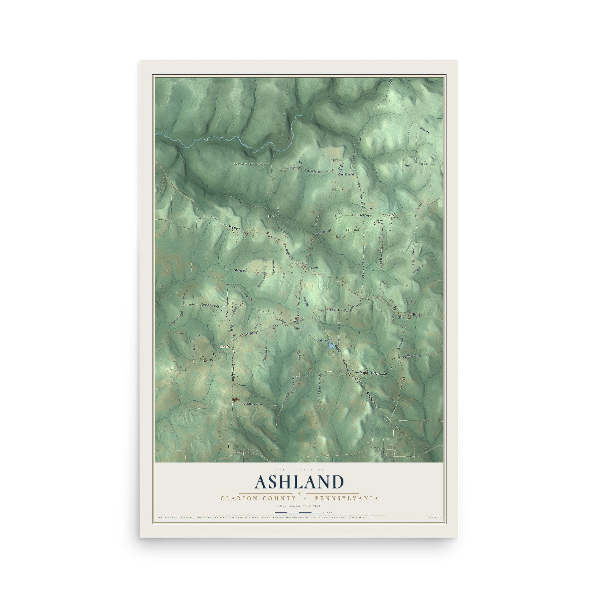 Map of Ashland, Clarion County, Pennsylvania, 12 x 18 inch unframed archival matte print