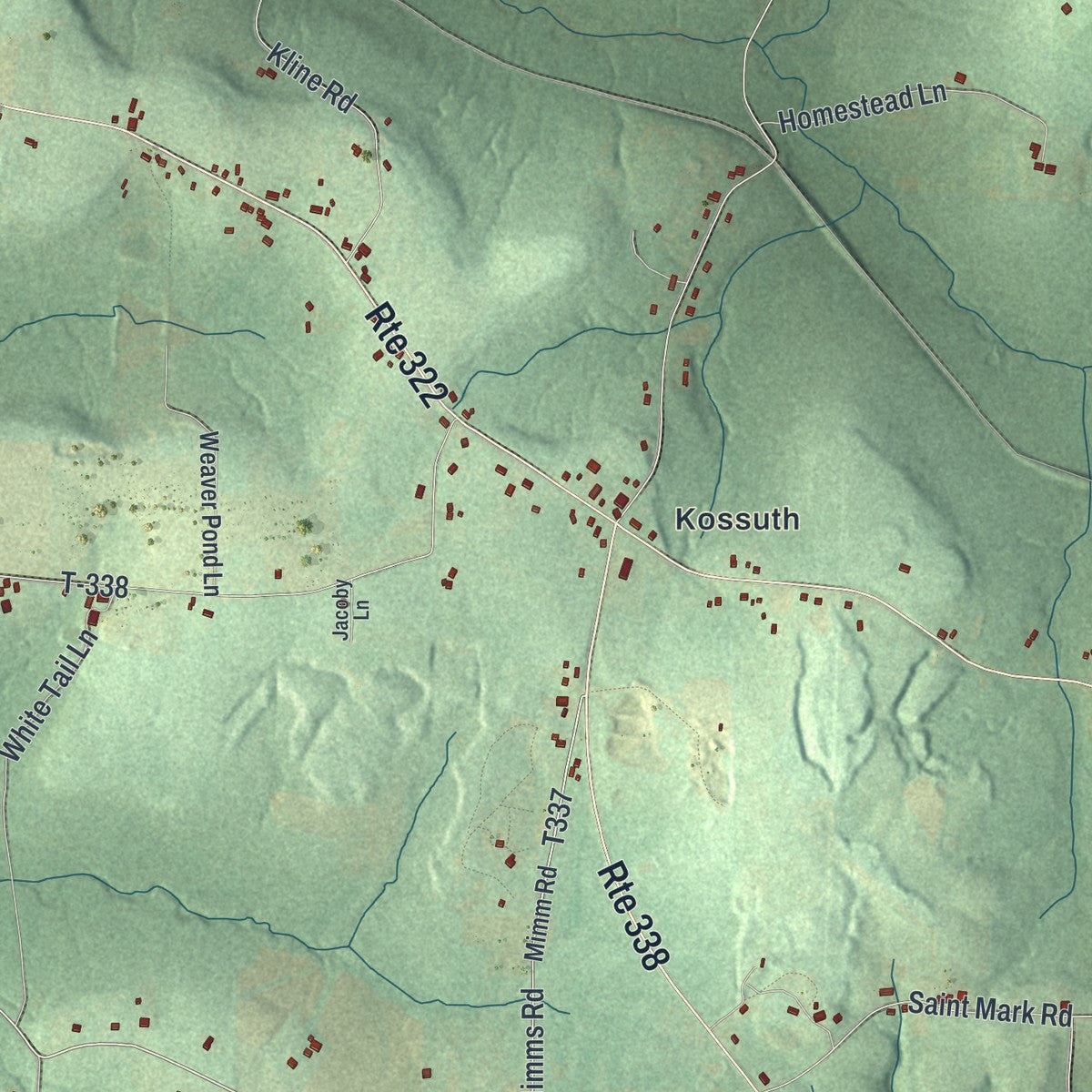 Close-up of the map of Ashland, Clarion County, Pennsylvania print showing street and building detail