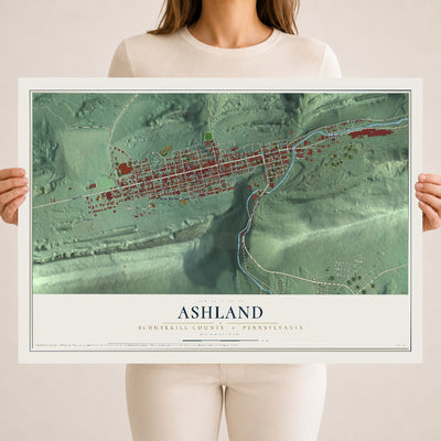 Map of Ashland, Schuylkill County, Pennsylvania, 18 x 24 inch unframed archival matte print