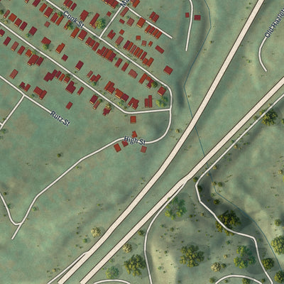 Second close-up of the map of Ashley, Pennsylvania print showing more streets and buildings