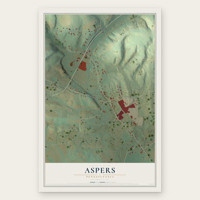 Aspers, Pennsylvania map print, the full design