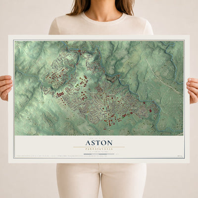 Map of Aston, Pennsylvania, 18 x 24 inch unframed archival matte print