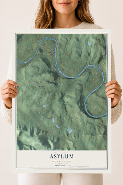 Map of Asylum, Pennsylvania, 18 x 24 inch unframed archival matte print