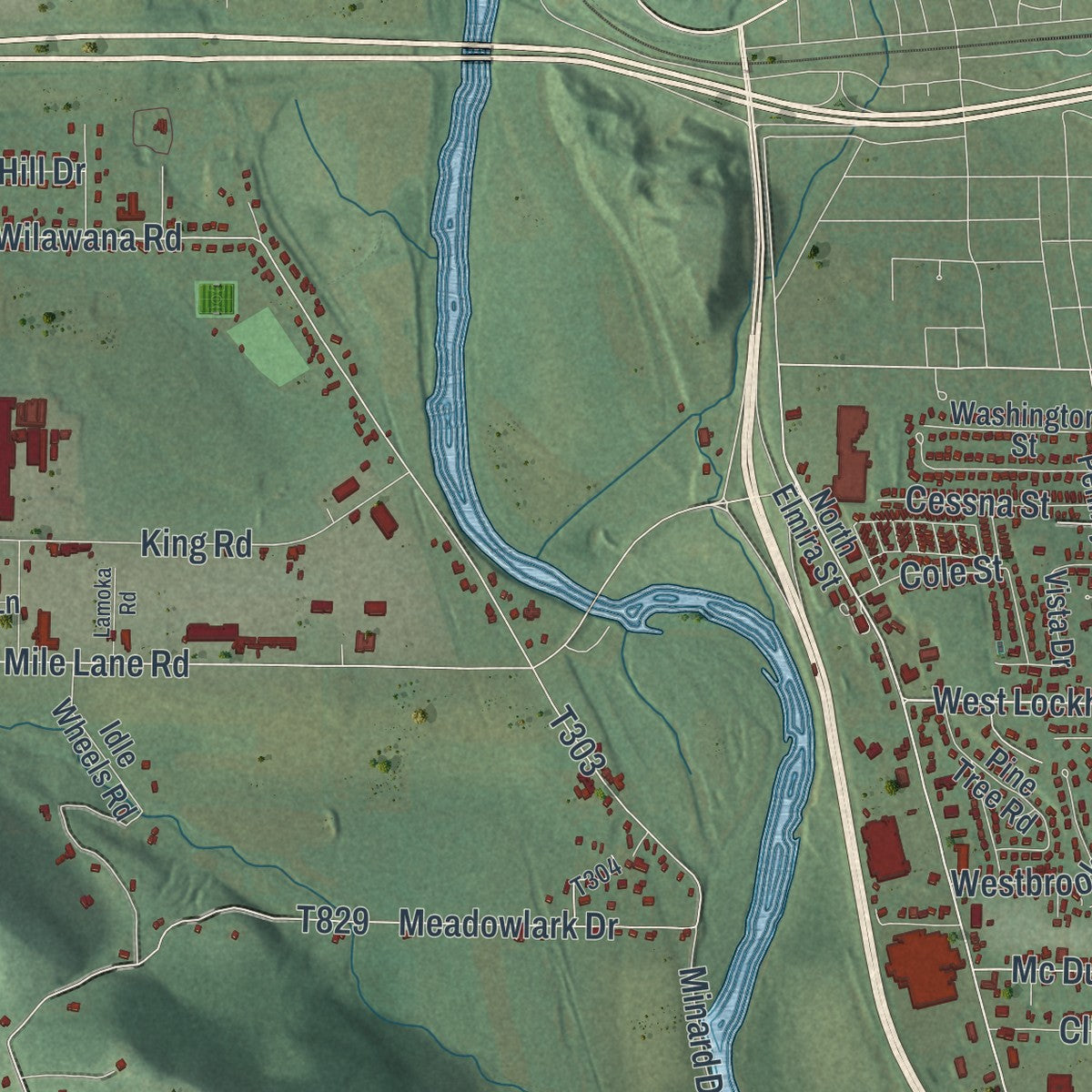 Close-up of the map of Athens, Bradford County, Pennsylvania print showing street and building detail