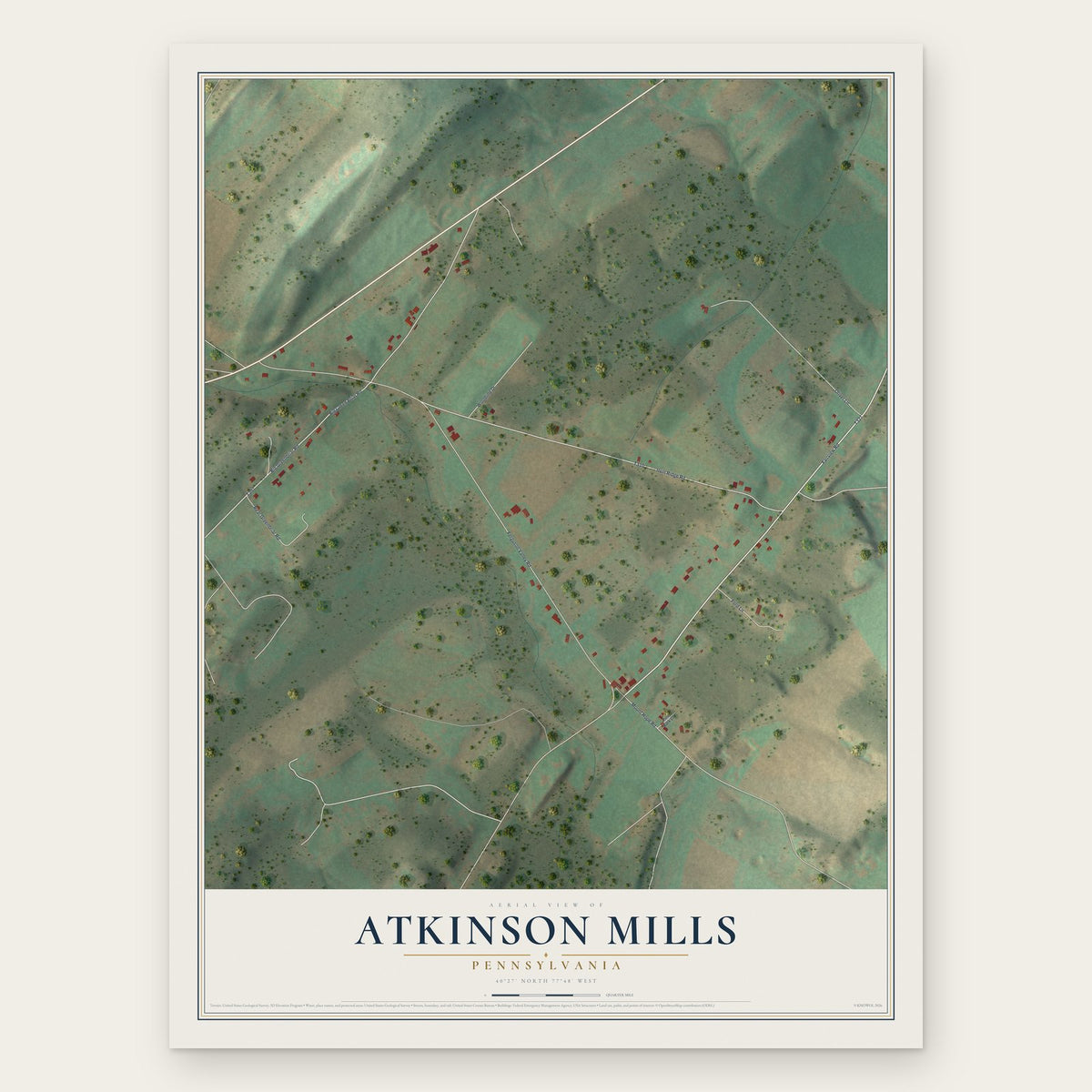 Atkinson Mills, Pennsylvania map print, the full design