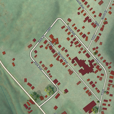 Close-up of the map of Atlasburg, Pennsylvania print showing street and building detail