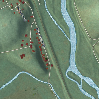 Second close-up of the map of Auburn, Schuylkill County, Pennsylvania print showing more streets and buildings