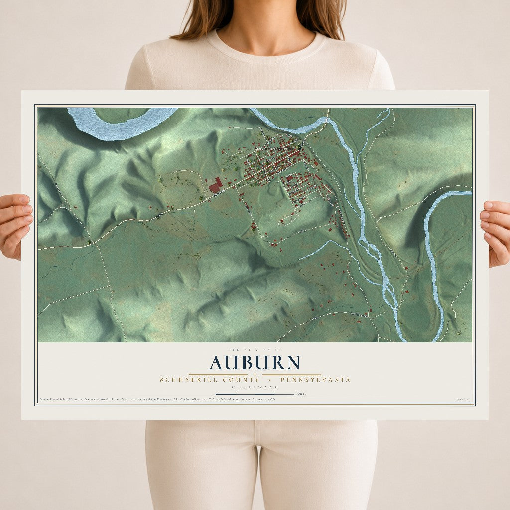 Map of Auburn, Schuylkill County, Pennsylvania, 18 x 24 inch unframed archival matte print