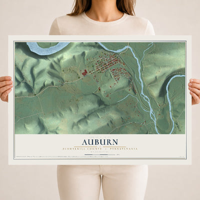 Map of Auburn, Schuylkill County, Pennsylvania, 18 x 24 inch unframed archival matte print