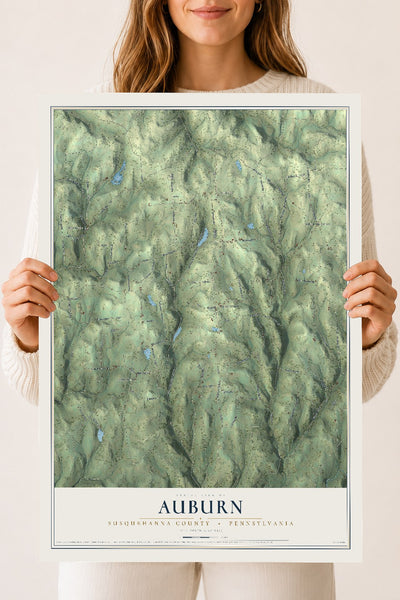 Map of Auburn, Susquehanna County, Pennsylvania, 18 x 24 inch unframed archival matte print