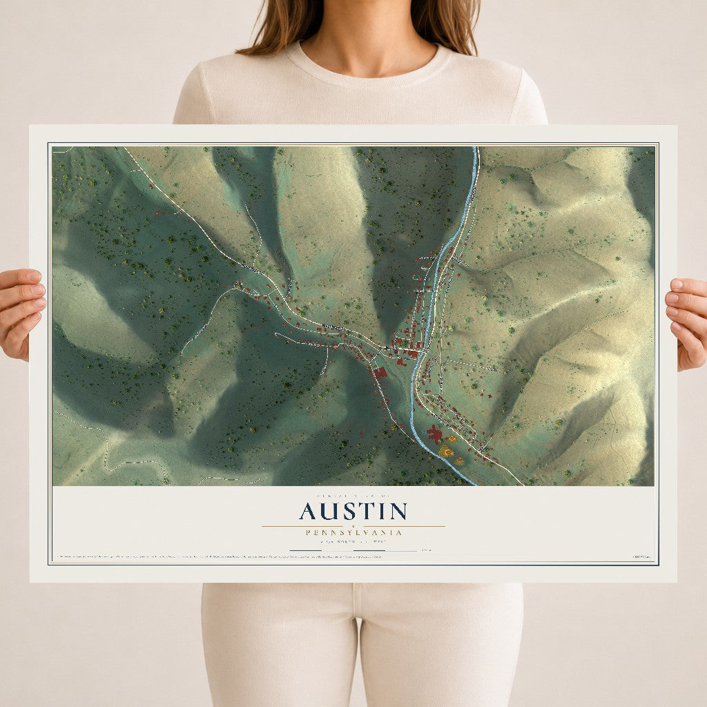 Map of Austin, Pennsylvania, 18 x 24 inch unframed archival matte print