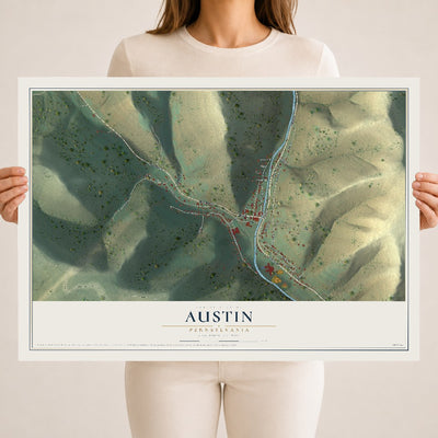 Map of Austin, Pennsylvania, 18 x 24 inch unframed archival matte print